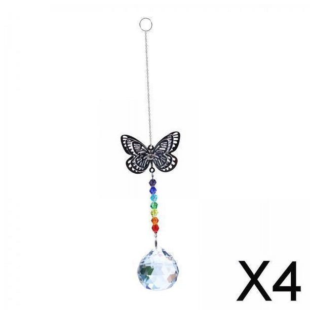 4x Prismas de Araña de Bolas de Cristal Atrapasueños con Cadena, para Hacer Arco Iris de Ventana con Adorno Colgante para Decoración Del Hogar, Oficin 4 piezas