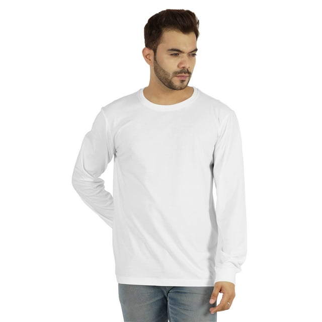 Inkmeso Men's Cotton Long Sleeve T-shirt Basic Crew Neck Shirt