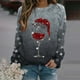 thumbnail image 2 of Suéteres navideños para mujer, suéter negro holgado con estampado de cabeza de ciervo y copos de nieve, suéter de manga larga con capucha para otoño, ropa de calle de gran tamaño, 2 of 5