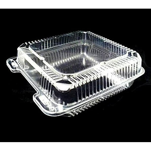 Durable Packaging 8" x 8" x 3" Clear Hinged Plastic Food Bakery Take