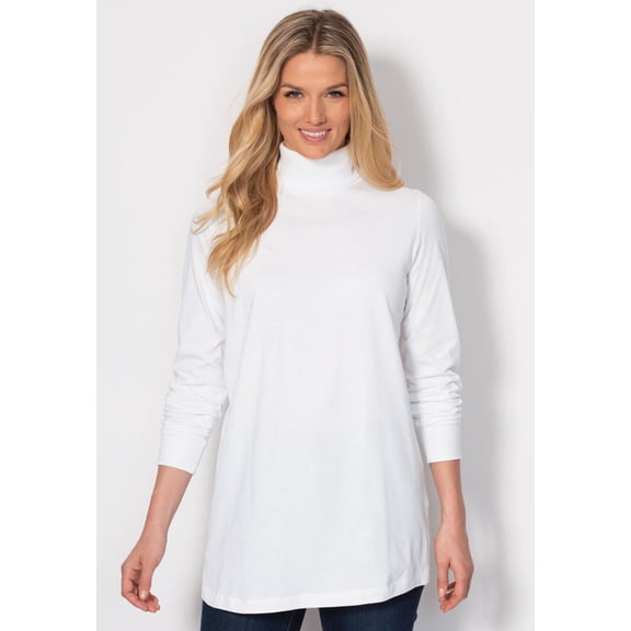 Woman Within Plus Size Petite Perfect Long-Sleeve Turtleneck Tee