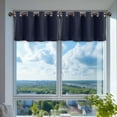 thumbnail image 4 of Lilgiuy Navy Window Valance for Kitchen, Solid Color Light Filtering Decorative Grommet Black Out Short Window Valance Curtains for Kitchen Bedroom Living Room Window, 29.13" x 14.17", 4 of 5