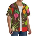 thumbnail image 4 of KLL Cartoon Vegetables Print Men's Shirt Short Sleeve Button Down Summer Cuba Beach Shirts- Medium, 4 of 7