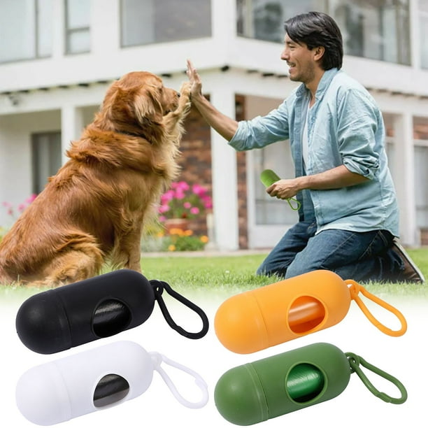 Porta bolsas para desechos de mascotas | Dispensador portátil para perros y gatos | Asa ligera con gancho | Fácil extracción y desmontaje | Compatible con bolsas de basura estándar | 1 unidad