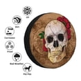 thumbnail image 6 of DouZhe Waterproof Spare Tire Cover, Vintage Map Rose Skull Prints Adjustable Wheel Covers Fit for Jeep Trailer RV SUV Car, 15 inch, 6 of 7