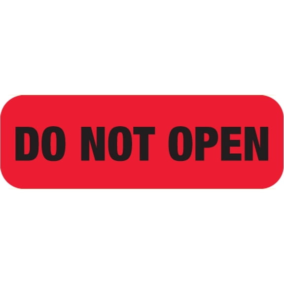 DO NOT Open Labels for Specimen and Biohazard Control, 1-1/2" x 1/2", Red, Permanent Adhesive, , 250 Stickers/Box