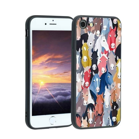 Compatible with iPhone 7 Phone Case, Horses-218 Case Silicone Protective for Teen Girl Boy Case for iPhone 7