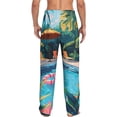 thumbnail image 2 of Bixox Men's Tropical Poolside Relaxation Patterned Pajama Pants with Pockets Lounge Clothes for Home, 2 of 5
