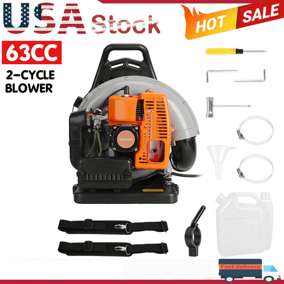 Seipouy 63CC Gas Powered Backpack Leaf Blower 665 CFM , Powerful 205 MPH 2-Stroke Petrol Powered Leaf blowers for Lawn/Garden Care Yard Snow/Grass Blowing Dust Debris