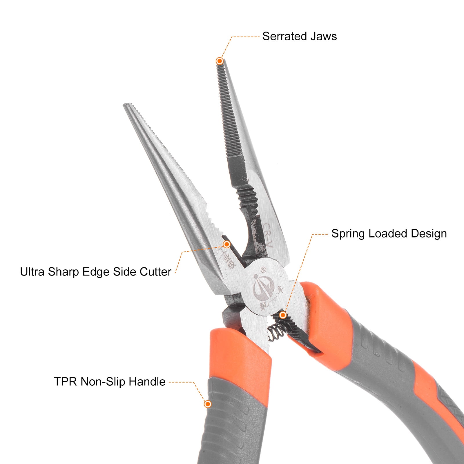 Long Nose Pliers Set 8"/6" Needle Nose Pliers with Wire Cutters Comfort Grip for Cutting Wire