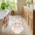 thumbnail image 4 of MeyJey 2'x6' Boho Runner Rug for Hallway, Non Slip Machine Washable Rug Distressed Vintage Floor Carpet for Bedroom Kitchen Laundry Room, Cream/Orange, 4 of 13