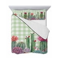 thumbnail image 7 of Quilts Full Size Bedding Set, Cactus Tropical Watercolor Lightweight Quilted Comforter, Sage Green Plaid Summer Soft Reversible Bedspread Coverlet with Pillow Covers for All Season, 78" x 90", 7 of 7