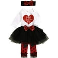 thumbnail image 2 of Kiapeise 4Pcs Infant Girl Valentine's Day Letter Print Romper Skirt Sets, 2 of 8