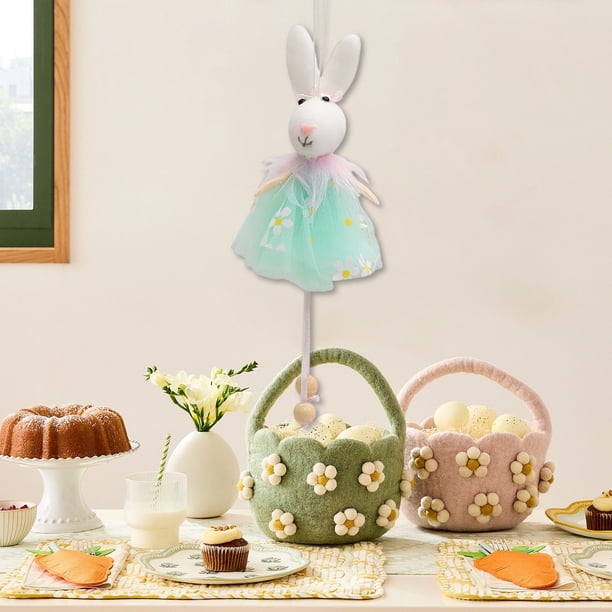 Xihbxyly Colgante de Conejito de Pascua, Bonito Adorno de Tela, Material Suave, Ideal para Colgar En Bolsos o Coches, Ideal Como Regalo Navideño, con Un Divertido Ambiente de Pascua, Tamaño 17,5 X 8