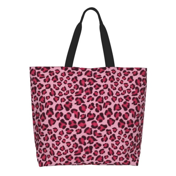 Naloa Rose Leopard Print Tote Bag for Women Large Capacity Shoulder Bag for College Work Travel Shopping