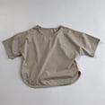 thumbnail image 2 of Yanlir Chemises Garçons Enfants Manches Courtes Été Col Rond Coupe Ample Hauts Jeunesse Basique Col Rond Uni Basique Décontracté Hauts Doux T-Shirts Unis, 2 of 5