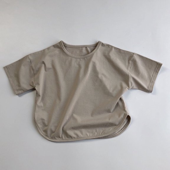 Muscularfit Boys Athletic Shirts T Shirts for Boys Regular Raglan Adaptable Boys Cotton Graphic Tee Shirts Pull-On Beige Crew Neck Classic T-Shirt Short Sleeve Toddler Shirts,4 Years