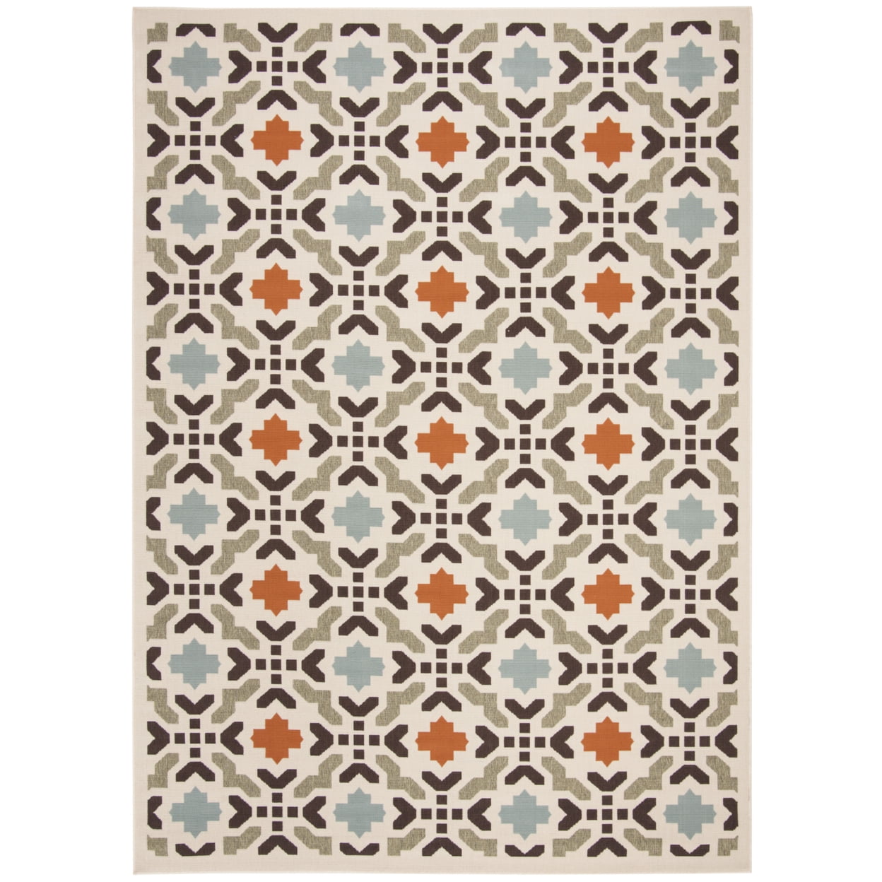 SAFAVIEH Veranda Branson Geometric Indoor/Outdoor Area Rug, 2'7" x 5', Cream/Terracotta