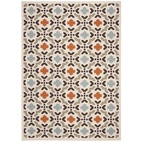 SAFAVIEH Veranda Branson Geometric Indoor/Outdoor Area Rug, Cream/Terracotta, 9' x 12'