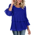 thumbnail image 4 of Women Dressy Sparkly Tops 3/4 Sleeve Ruffles Elegant Evening Flowy Blouse Fashion Outfits Fall Clothes Basic Casual Winter Clothing, 4 of 9