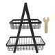 thumbnail image 1 of Soporte para cesta de frutas, diseño hueco negro, hierro multifuncional, estante de almacenamiento de frutas de 2 niveles para sala de estar, cocina, comedor, 1 of 10