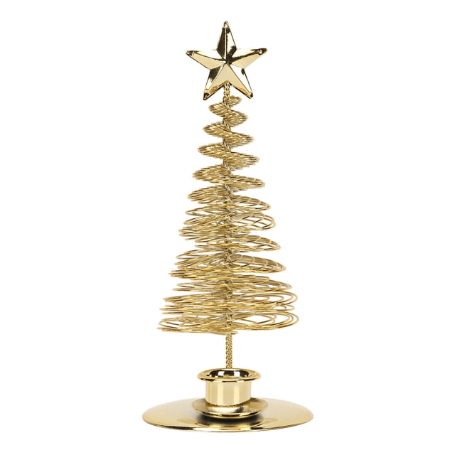 Candelabro de árbol de Navidad con estrella de metal dorado para decoración de mesa de festival