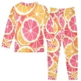 thumbnail image 2 of FORMRS Long Sleeve Top and Pants Pajama Set for Niños 2-Piece Sleepwear, Sizes 18M-8Y, Pink Grapefruit Slices, 2 of 6