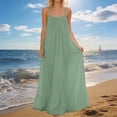 thumbnail image 3 of Womens Summer Sleeveless Backless Cami Dress Adjustable Spaghetti Strap Ruched Ruffle Hem Flowy Beach Vacation Sundress, 3 of 7