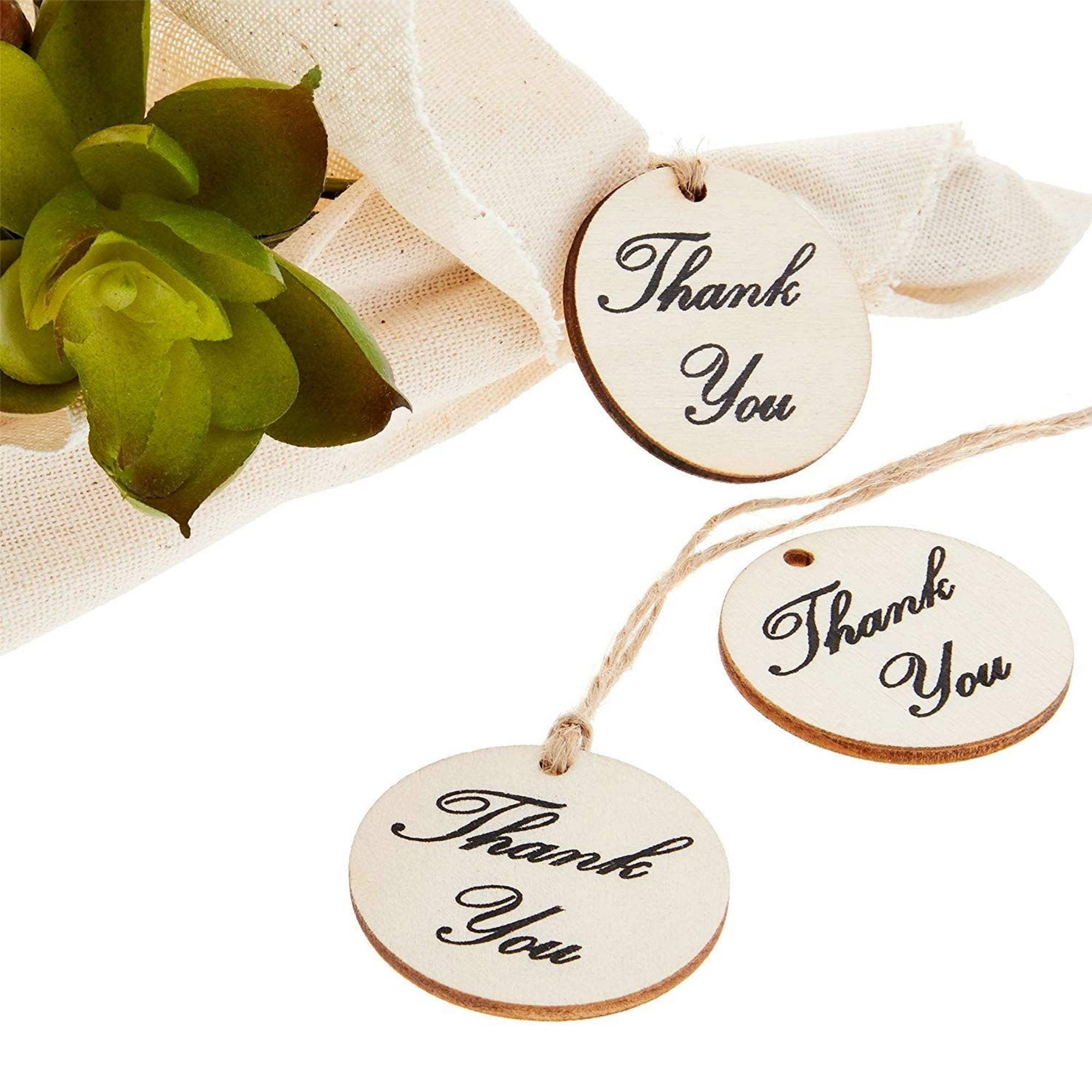 Pack of 10 Wooden Thank You Tags Rustic Chic