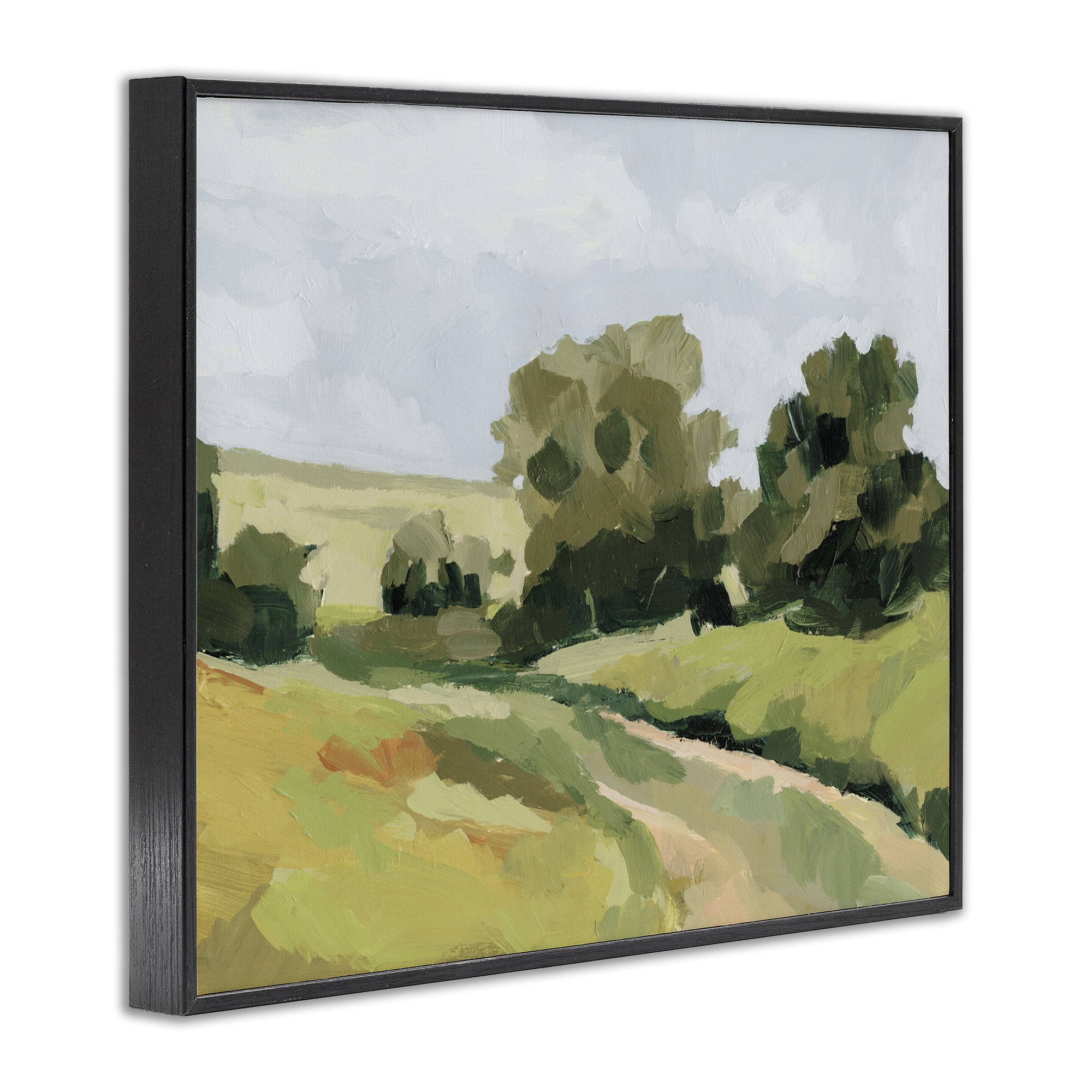 Stupell Industries Winding Path Impression Landscape Painting Black Framed Art Print Wall Art, 14 x 11