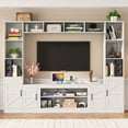 thumbnail image 2 of ChVans 103" Large Farmhouse Wall Unit Entertainment Center with Bookshelves, Storage Shelves & Barn Door Cabinet, Rustic Farmhouse TV Stand Media Console Table for Living Room & Home Theater, 2 of 8