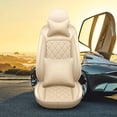 thumbnail image 3 of Aotiyer Full Set Car Seat Covers, Crown PU Leather Car Seat Cover Full Surround, Durable Comfortable Automotive Vehicle Cushion Cover Fit for Most 5 Seats Cars/SUV/Truck/Vans (Beige), 3 of 6