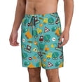 thumbnail image 2 of KLL Trucks And Excavators Men's Casual Summer Beach Shorts Hawaiian Shorts with Pockets-Small, 2 of 5