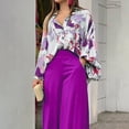 thumbnail image 3 of 2024Autumn Plus Size Women's Set Long Sleeve Shirt Tops and Wide Leg Pants Elegant Tracksuit Two Piece Set Sweatsuit Outfits Y2K (chartreuse,L), 3 of 6
