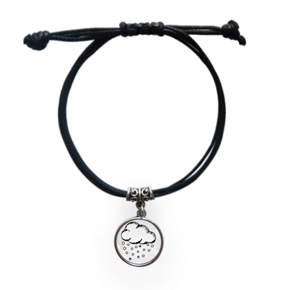 Hailstone Cloudy Hand Painted Pattern Bracelet Leather Rope Wristband Black Jewelry