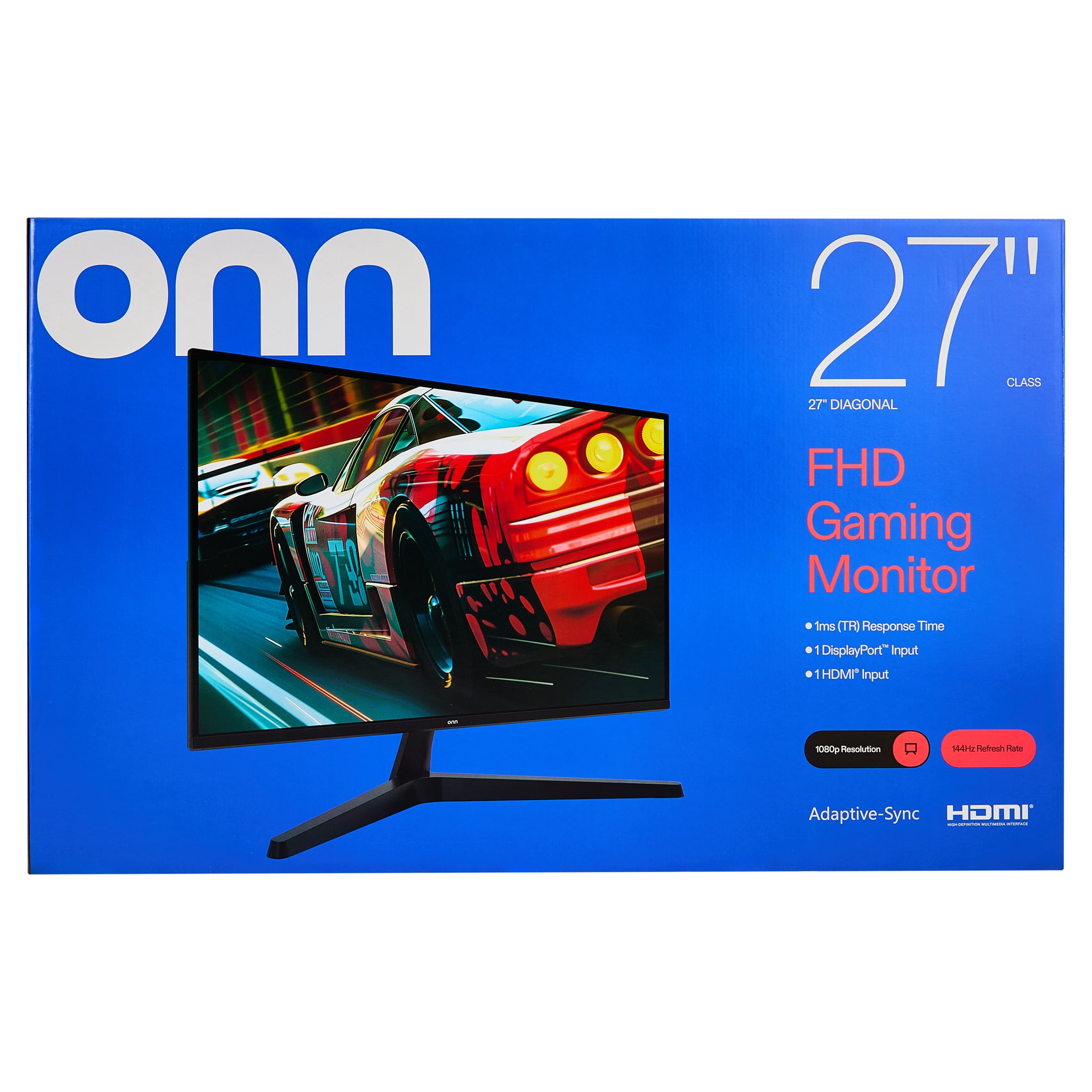 onn 27" FHD (1920 x 1080p) 144Hz 1ms Gaming Monitor, Black