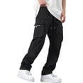 thumbnail image 6 of BiZtdJrK Black Men's Casual Cargo Pants Relaxed Fit Drawstring Workout Joggers Solid Color Loose Straight Leg Hiking Trousers with Multi Pockets XXL, 6 of 10