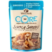 Angle View: Wellness CORE Simply Shreds, Chicken & Mackerel in Broth , 1.75 oz (Pack of 12)