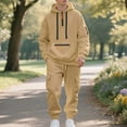 thumbnail image 7 of Men's 2 Piece Hoodie & Cargo Pants Tracksuit - Half Zip Casual Workwear Set, Solid Color Long Sleeve Hooded Top & Cargo Pants Fashion Outfit, 7 of 7