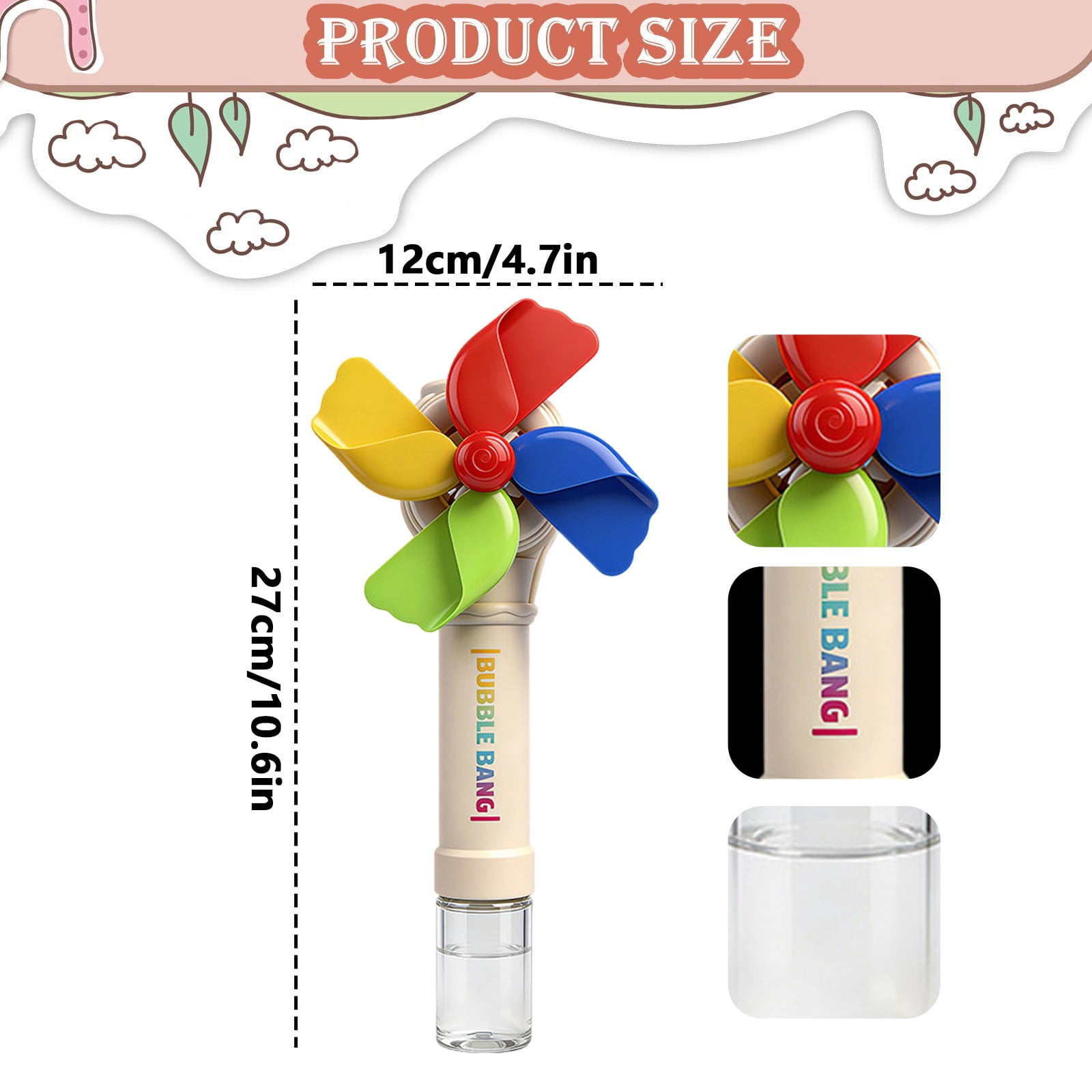 VKLU 2 Pack Windmill Bubble Machine Set, USB Rechargeable Bubble Blower with Colorful Lights, Leak-Proof Handheld Bubble Wand for Outdoor
