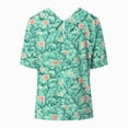 thumbnail image 4 of TOWMUS Womens Summer Blouses Women's Summer Lapel Print Cotton and Linen Top Shirts for Women Linen Floral Blouse Mint Green, 4 of 5