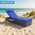 thumbnail image 2 of Chaises Longues de Piscine d'Extérieur, Ensemble de 2, Chaise Longue en Rotin PE Osier avec Dossier Réglable à 5 Positions, 2 Pcs Chaise Longue d'Extérieur Inclinable avec Coussins pour Patio, Plage, Terrasse, Cour Arrière, Bleu, 2 of 9