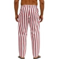 thumbnail image 4 of Gaukiv Men's Striped Trousers Button Fly Straight Leg Casual Pants Red 2XL, 4 of 4