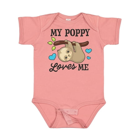 

Inktastic My Poppy Loves Me with Sloth and Hearts Gift Baby Boy or Baby Girl Bodysuit