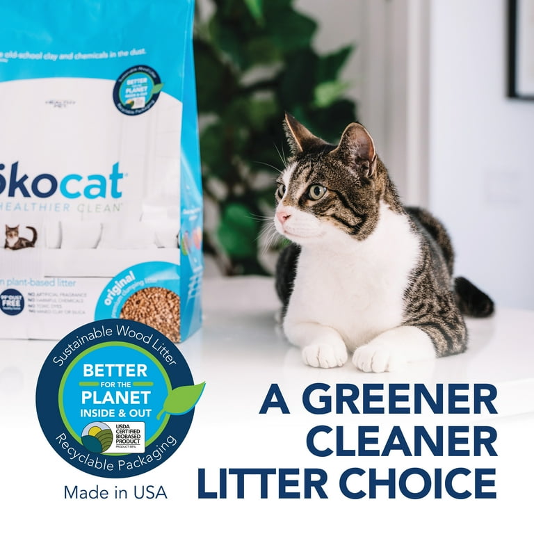 Okocat Original Premium Clumping Natural Wood Cat Litter, Dust