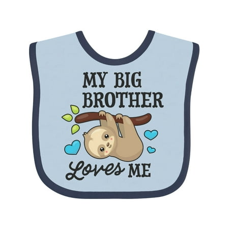 

Inktastic My Big Brother Loves Me with Sloth and Hearts Gift Baby Boy or Baby Girl Bib