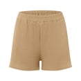 thumbnail image 4 of DHFJKG Women's Summer Linen Shorts Loose Fit Straight Leg Casual High Rise Sports Elastic Waist Shorts With Pockets Solid Color Soft Bottoms, 4 of 5