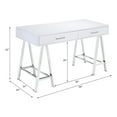thumbnail image 6 of GZXS Contemporary Writing Desk with Built-in Charging Station, Dual Drawers, Glossy MDF Top and Chrome Metal Legs, 54"L x 22"W x 32"H, Black, 6 of 7
