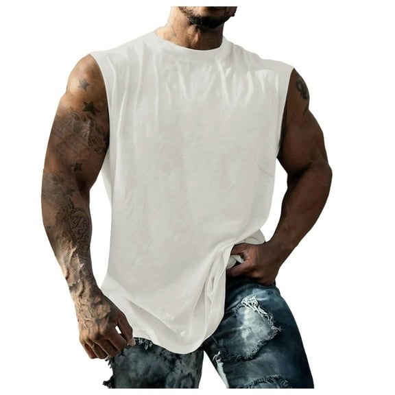 uikmnh Men Tank Tops Athletic Tank Top for Summer Workouts Broad Shoulder Design Loose Fit Casual Running Sleeveless Muscle Vest Size:S