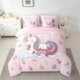 thumbnail image 3 of Homewish Dreamy Unicorn Teens Twin Bedding Sets 7-Piece, Rainbow Stars Cloud Bedding Comforter Set, Kawaii Cartoon Animal Reversible Sheet Sets, Lightweight Room Decor, 3 of 8